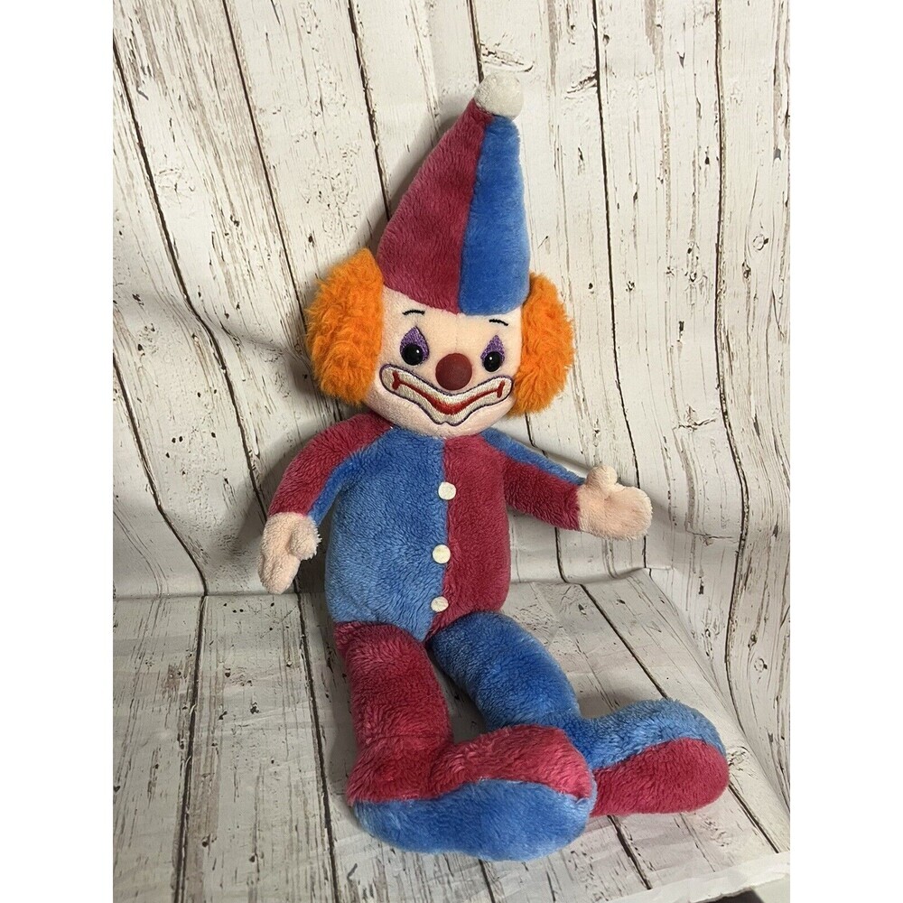 Vintage 1980s Clown Plush Mighty Star Clint the Clown 80s Stuffed Clown Doll 21”